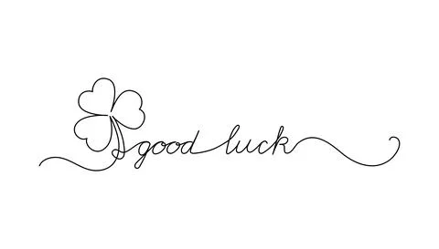 Continuous One Line script cursive text good luck. Vector illustration for Pa 스톡 일러스트