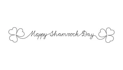 Continuous One Line script cursive text Happy Shamrock Day. Vector illustrati 스톡 일러스트