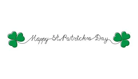 Continuous One Line script cursive text Happy St. Patricks Day. Vector illust 스톡 일러스트