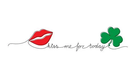 Continuous One Line script cursive text kiss me for today. Vector illustratio Illustrazione stock