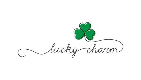 Continuous One Line script cursive text lucky charm. Vector illustration for  스톡 일러스트