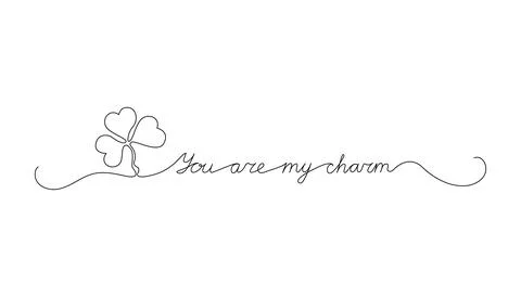 Continuous One Line script cursive text You are my charm. Vector illustration Illustrazione stock
