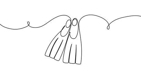 Continuous one line scuba sport water sea illustration vector hand. Scuba Stock Illustration