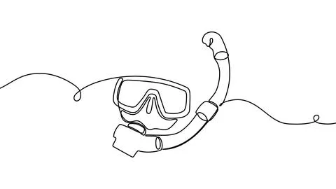 Continuous one line scuba sport water sea illustration vector hand. Scuba Stock Illustration