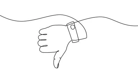 Continuous one line up thumb ikon like hand down drawing good. Up down thumb Ilustración de archivo