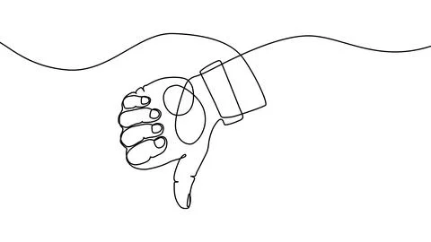 Continuous one line up thumb ikon like hand down drawing good. Up down thumb Stock Illustration