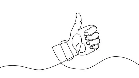 Continuous one line up thumb ikon like hand down drawing good. Up down thumb Stock Illustration