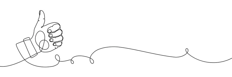 Continuous one line up thumb ikon like hand down drawing good. Up down thumb Stock Illustration