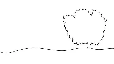 Continuous one-line tree art with flowing silhouette outline, capturing forest Stockillustratie