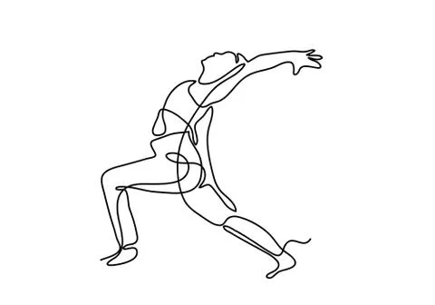 Continuous one or single line drawing. Woman doing exercise in y Stock Illustration