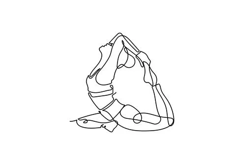 Continuous one or single line drawing. Woman doing exercise in yoga isolated 스톡 일러스트
