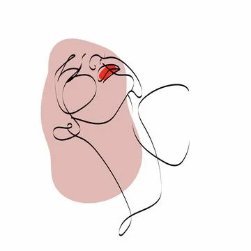 Continuous one simple single abstract line drawing of a yawning man. Stock Illustration