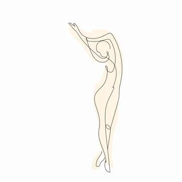 Continuous one simple single abstract line drawing of gymnast girl icon. Stock Illustration