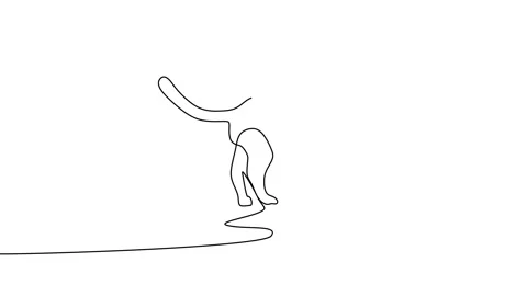 Continuous one single line of abstract cute cat isolated on white background. Stock Footage 227558833