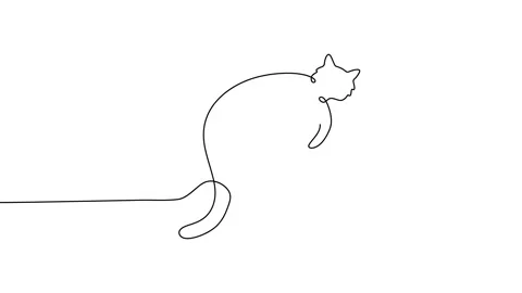 Continuous one single line of abstract cute cat sleeping animation Stock Footage 227559321