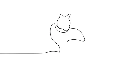 Continuous one single line of abstract cute cat sleeping animation Stock Footage 227559530