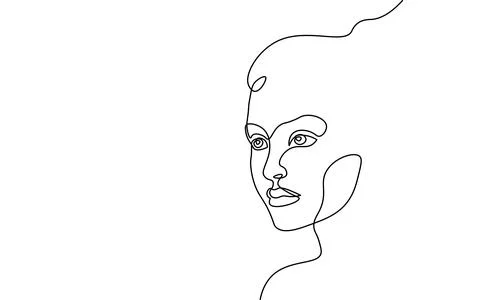 Continuous one single line art girl face concept. Beautiful woman portrait Stock Illustration