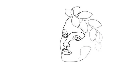 Continuous one single line art girl face concept. Beautiful woman portrait Stock-Illustration