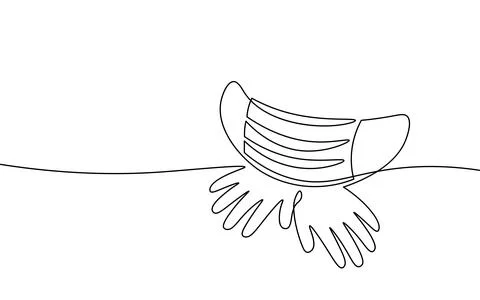 Continuous one single line art safety mask concept. Pandemic COVID coronavirus Stock-Illustration