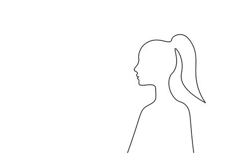 Continuous one single line art girl face concept. Beautiful woman portrait Stock-Illustration