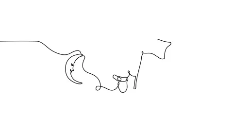 Continuous one single line of astronaut flying to the moon Stock Footage 227556756