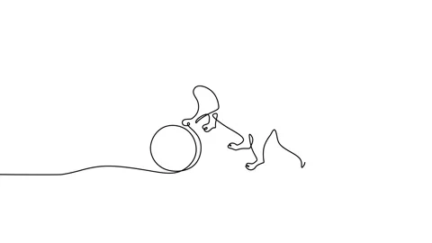 Continuous one single line of big tiger playing ball for circus attraction Stock Footage 227579745