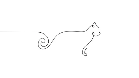 Continuous one single line of cat running isolated on white background. Stock Footage 227559098