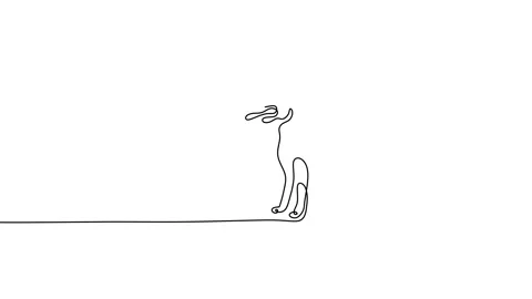 Continuous one single line of cute dog standing sticking tongue out Stock Footage 227577221