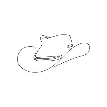 Continuous one single line drawing of Cowboy hat. Stock Illustration