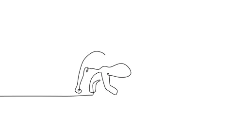 Continuous one single line of elephant walking on india street Stock Footage 227580836