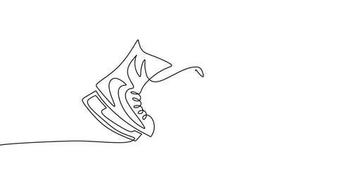 Continuous one single line of ice skating shoes Stock Footage 227575277
