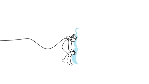 Continuous one single line of kid playing snowman on winter Stock Footage 227572476