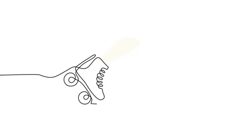 Continuous one single line of leg with ice skating Stock Footage 227553779