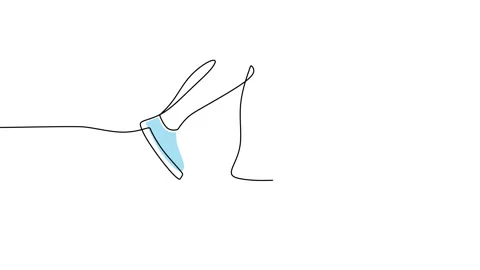 Continuous one single line of leg with skateboard Stock Footage 227554019