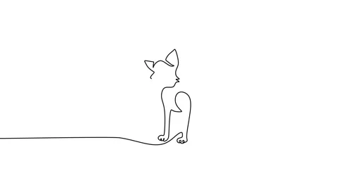 Continuous one single line of little dog sticking out his tongue Stock Footage 227577926