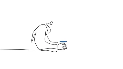 Continuous one single line of man scientist using microscope Stock Footage 227555575