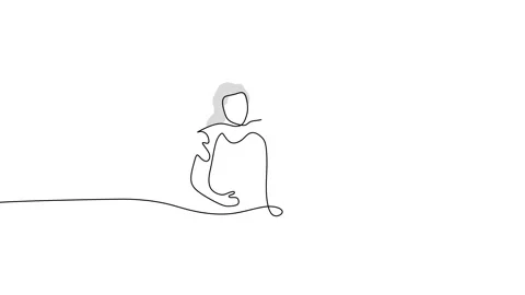 Continuous one single line of mature couple hugging with flower Stock Footage 227586433