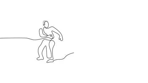 Continuous one single line of mature couple dancing Stock Footage 227586578