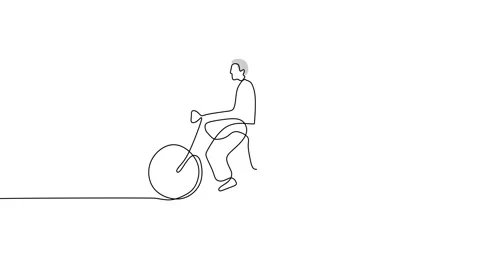 Continuous one single line of mature couple riding vintage bicycle Stock Footage 227586722