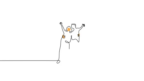 Continuous one single line of romantic mature couple Stock Footage 227586983