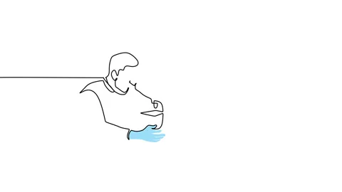 Continuous one single line of scientist using microscope Stock Footage 227555037