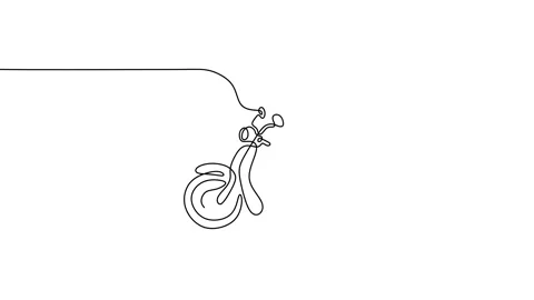 Continuous one single line of vintage motorcycle Stock Footage 227554384