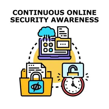 Continuous online security awareness process concept illustration 库存插图