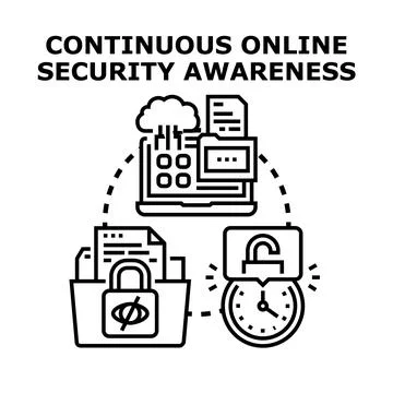 Continuous online security awareness process concept illustration Stock Illustration
