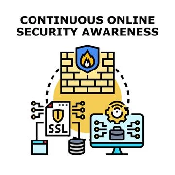 Continuous online security awareness protecting digital data Stock Illustration