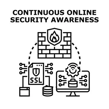 Continuous online security awareness protecting digital data Stock Illustration