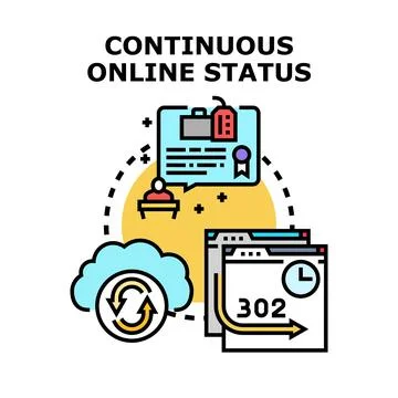 Continuous online status concept with data flow Illustrazione stock