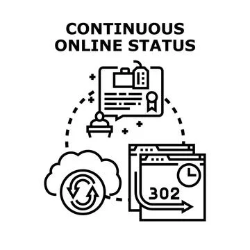 Continuous online status concept with data flow Stock Illustration