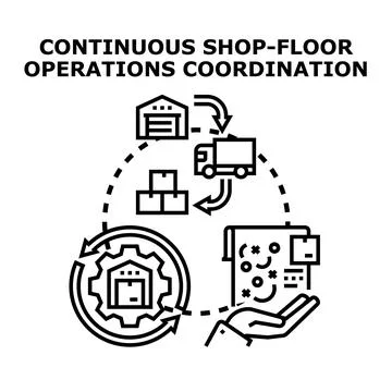 Continuous operations coordination visualizing modern warehouse logistics 库存插图