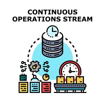 Continuous operations stream data flow process 库存插图